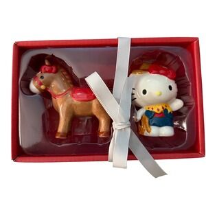 Sanrio Hello Kitty‎ Cowgirl Salt Pepper Set Hand Painted Blue Sky New